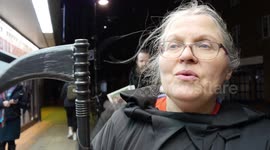 Protesters gather outside theatre show of vegan journalist who shot and ate deer