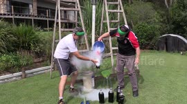 Australian science teachers have epic failure when trying to launch liquid nitrogen bottles