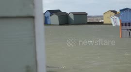 Storm Ciara: Essex beach huts swept up by high tides