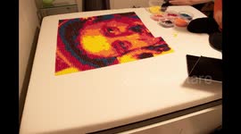 Willy Wonka meme made out of 6,300 skittles