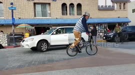 Riding a bike the wrong way