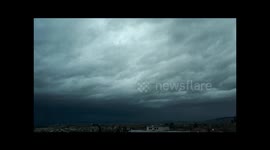 Storm front Time-lapse from Staufen im Breisgau in Germany near the Black Forest with downdrafts, heavy rain and lightning!