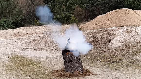 YouTuber uses increasingly large firecrackers to blow up teapot