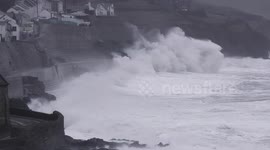 Photographers line up to shoot Storm Dennis at Porthleven