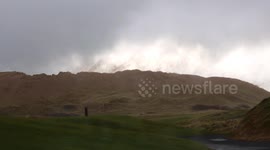 Storm Dennis creates small sand storm in Sligo, Ireland