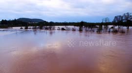 Dramatic aerial footage show Hereford almost underwater after being flooded by Storm Dennis