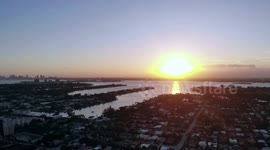 Drone miami shot aerial sunset