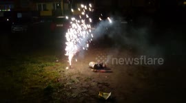 fountain firework in polish town 31.12.2019