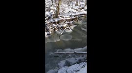 Bizarre and mesmerising spinning circular ice sheet spotted in Ohio river