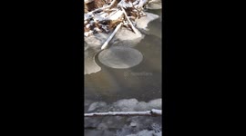 Spinning ice disc in Finwood Forest, Elyria Ohio USA