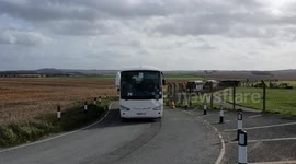 Coronavirus: Diamond Princess passengers leave Boscombe Down on coaches