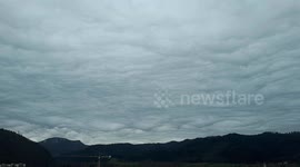Timelapse shows rare asperitas cloud formation glide over Black Forest in Germany