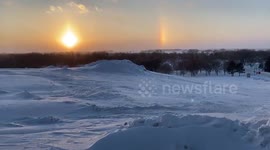 Sundogs at Sunset in Watertown, South Dakota
