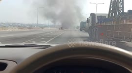 Lotus sports car bursts into flames on motorway in Bangkok