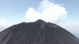 Drone approaching to crater of Pacaya