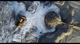 Amazing drone footage shows emergency dredging on Long Island, New York. Part 2