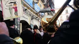 The Burial of the Sardine celebration in the streets of Madrid, Spain
