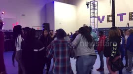 Toms Steyer at Allen University 2/28/2020 night before primaries with wife and daughter. Columbia, South Carolina