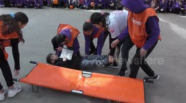 Students in Israel perform drills in case of rocket attack