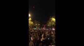 Funny moment during the protests in Barcelona, October 2019