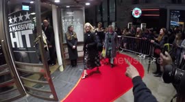 Denise Gough Makes A Protest At The Whats On Stage Awards with her ring and badge asking for equal pay