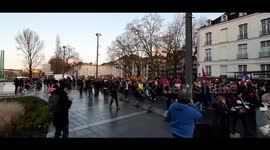 Around a thousand people start to march through Nantes against the government decision to bypass parliament