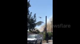 Newsflare Edit - Helicopter flying over Mann fire in Southern California
