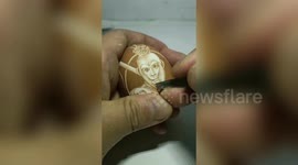 Chinese man carves characters from 'Journey to the West' novels on eggshells