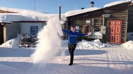 Fun with boiling water at minus fifty degrees F, in Coldfoot, Alaska