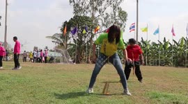 Locals take part in amusing sports day with cucumbers hanging from their waists