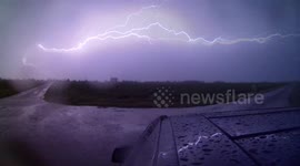 Dutch photographer captures stunning lightning show from the safety of his car