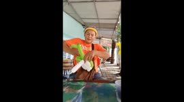 The man uses balloons to shape the animals