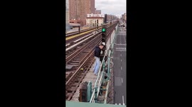 Locomotive lechery! Suspected masturbator on train tracks in NYC arrested by police
