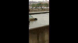 Vehicles submerged on Cairo highway as flooding hits Egypt