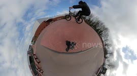 Cool BMX Bike Wheelie with 360 Camera / Tiny Planet Effect