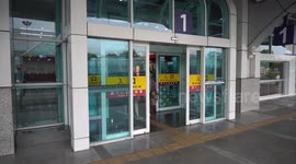 Travelers arriving at Taiwan airport.