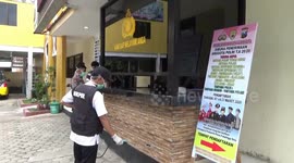 Anticipation Covid 19 - Mapolres Probolinggo, East Java, the city was sprayed with disinfectants