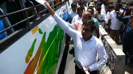 Coran Viruses Disinfectant Spray on Vehicles at Two State Boundaries in southern India.