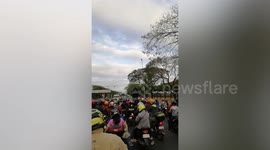 Long queues of traffic as Philippines enforces coronavirus lock down check points