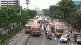 mobilizing the spread of the Corona Virus Outbreak in a Combined Officer Massaging Spraying of disinfectants