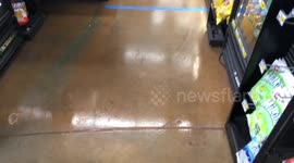 Supermarket practicing social distancing protecting shoppers