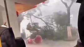 Dramatic footage shows powerful gales and hail batter south China