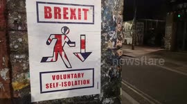 In Brick Lane An Ironic Sign Mixing The Brexit And Coronavirus Issue Can Be Seen