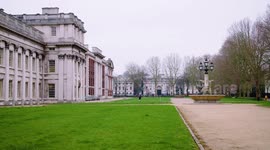 Greenwich University campus pedestrians walking by