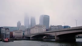London Bridge misty skyline during Coronavirus outbreak