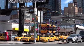 Dozens of Yellow Cabs Parked Amid Pandemic in NYC