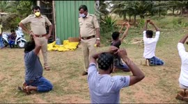 Indian police force curfew breakers to KNEEL in front of them