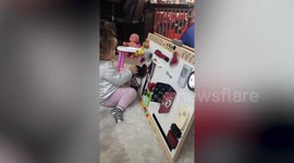 Parents make sensory board to keep toddler amused during COVID-19 lockdown in France