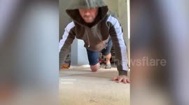 Hilarious moment ex-EastEnders actor's exercise challenge is interrupted by his excitable pooch