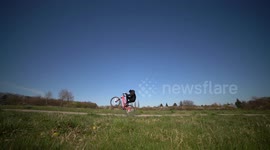 Funny Solo Quarantine Ride: MTB Rider going back and forth